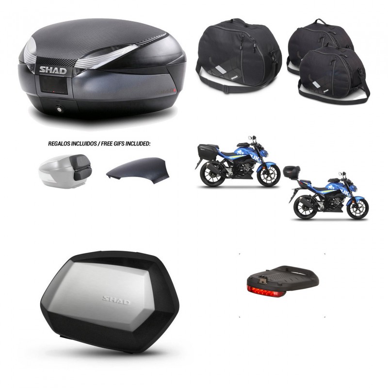 SHAD SH35 PREMIUM suitcases + mounting bracket SH48 trunk backrest cover accessories 49 L KIT-459391