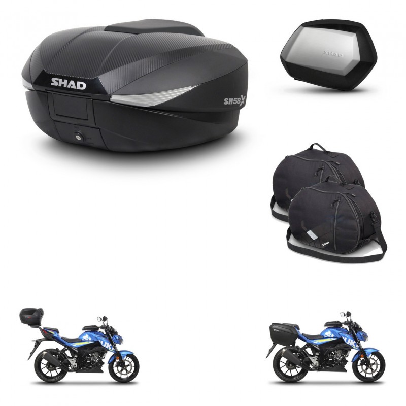 SHAD Maletas SH35 PREMIUM + soporte montaje baul SH58 accesorios KIT-459474