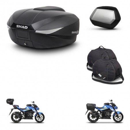 SHAD Maletas SH35 PREMIUM + soporte montaje baul SH58 accesorios KIT-459474