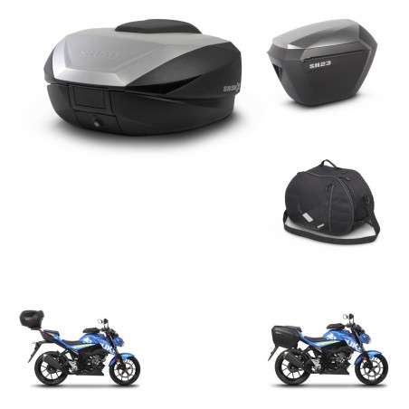 SHAD Maletas sh23 alu + soporte montaje baul SH59 accesorios 59L KIT-459514