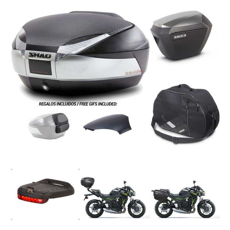 SHAD SH23 alu suitcases + mounting bracket SH48 trunk backrest cover accessories KIT-459581