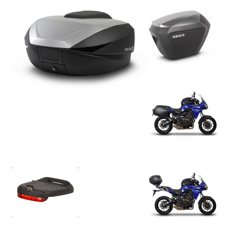 SHAD SH23 alu suitcases + mounting bracket SH59 trunk accessories 59L KIT-459590