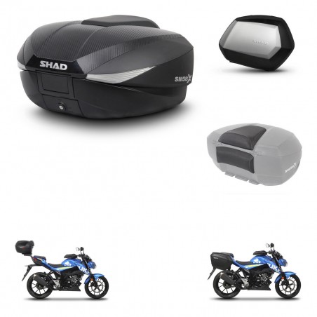 SHAD Maletas SH35 PREMIUM + soporte montaje baul SH58 accesorios KIT-459658