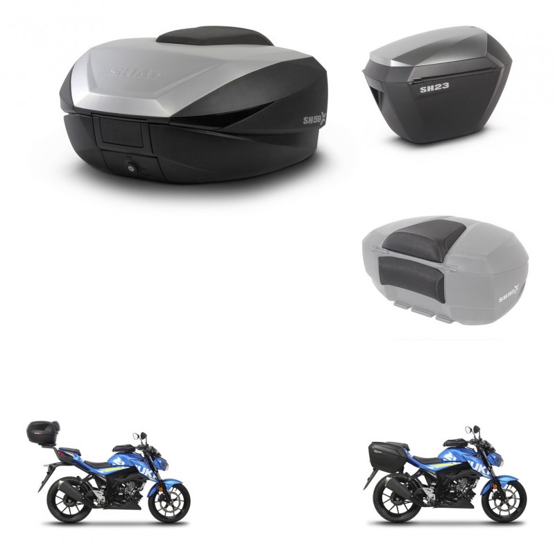 SHAD Maletas sh23 alu + soporte montaje baul SH59 accesorios 59L KIT-459690