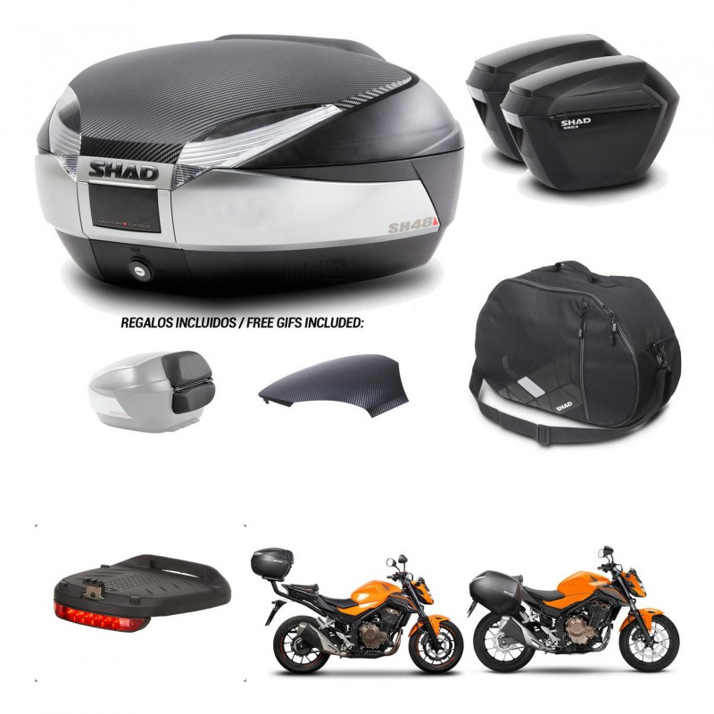 SHAD Suitcases sh23 + mounting bracket trunk SH48 backrest cover accessories KIT-459700