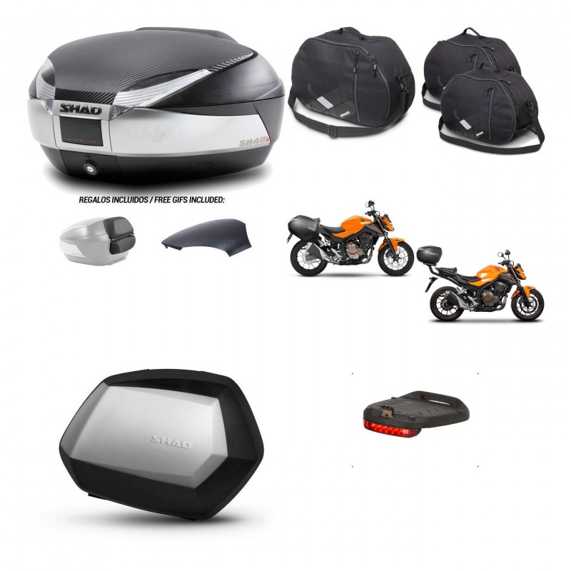 SHAD Maletas SH35 PREMIUM + soporte montaje baul SH48 tapa respaldo accesorios KIT-459702