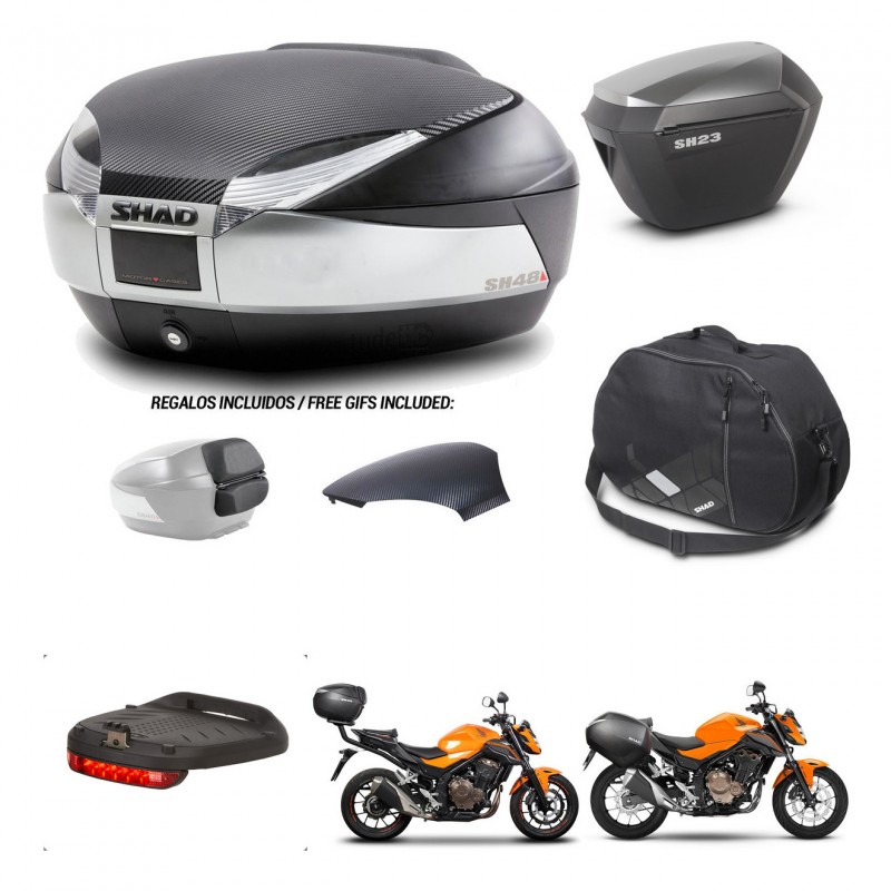 SHAD SH23 alu suitcases + mounting bracket SH48 trunk backrest cover accessories KIT-459703