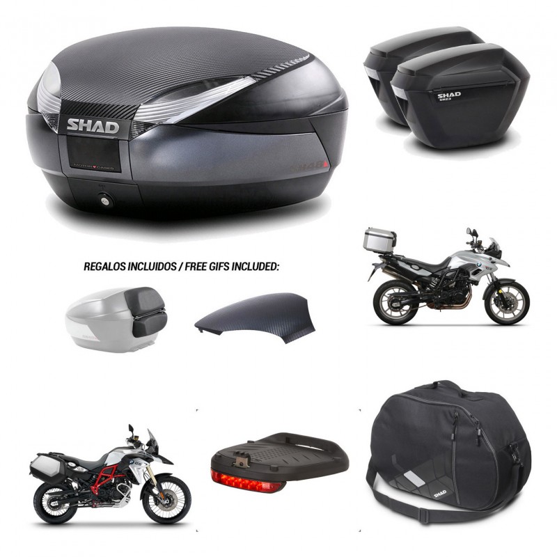 SHAD Maletas sh23 + soporte montaje baul SH48 tapa respaldo accesorios 49 L KIT-459782