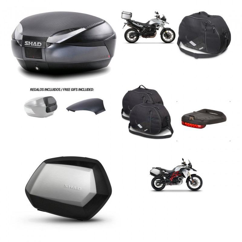 SHAD Maletas SH35 PREMIUM + soporte montaje baul SH48 tapa respaldo accesorios 49 L KIT-459784