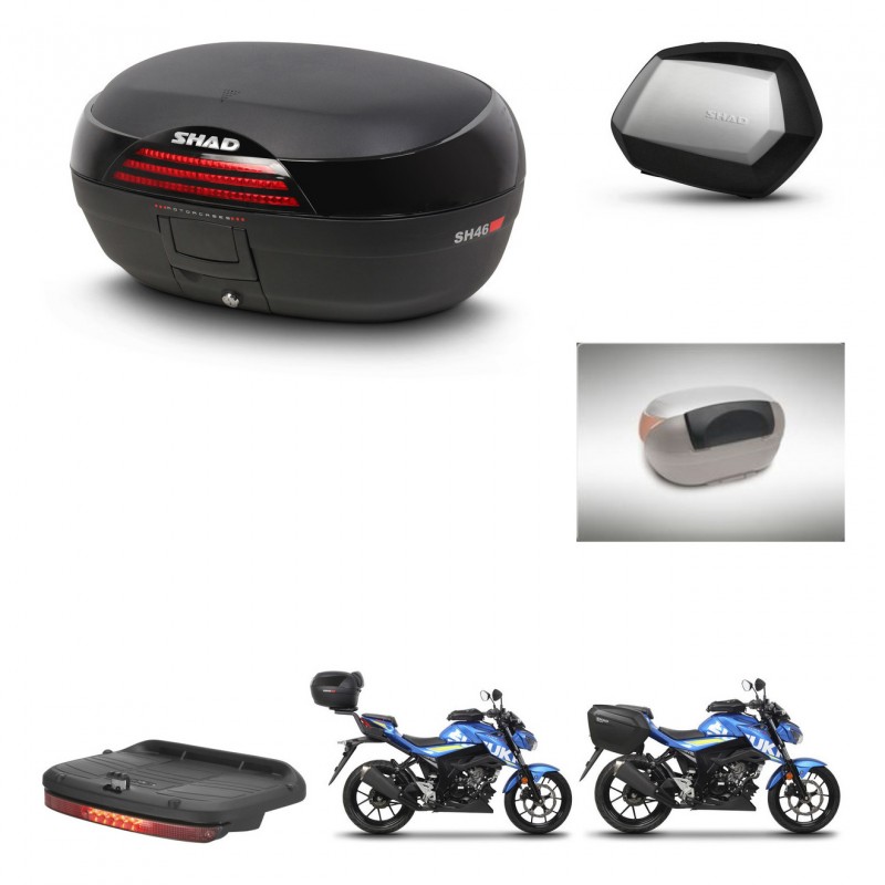 SHAD Maletas SH35 PREMIUM + soporte montaje baul SH46 accesorios 45 L KIT-459883