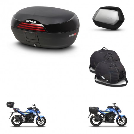 SHAD Maletas SH35 PREMIUM + soporte montaje baul SH46 accesorios 45 L KIT-459964