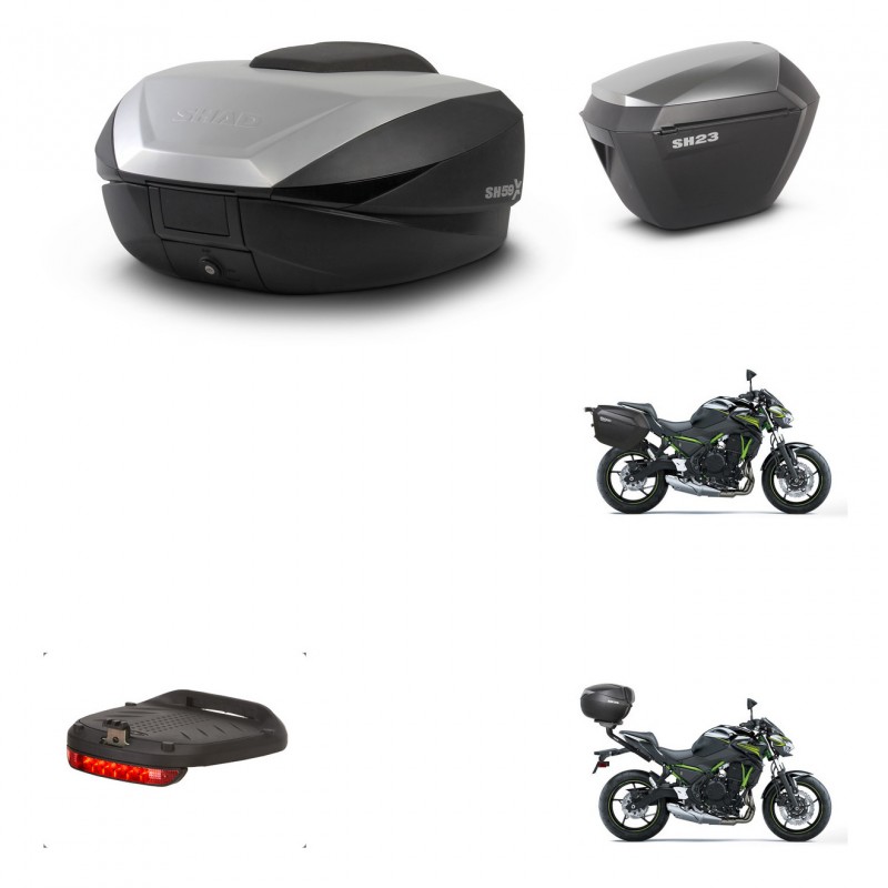 SHAD SH23 alu suitcases + mounting bracket SH59 trunk accessories 59L KIT-459992