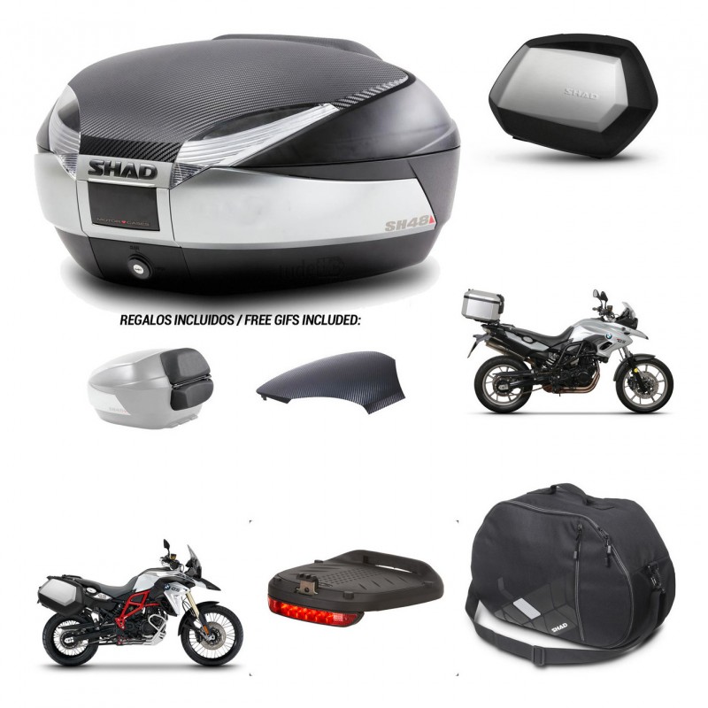 SHAD Maletas SH35 PREMIUM + soporte montaje baul SH48 tapa respaldo accesorios KIT-460002