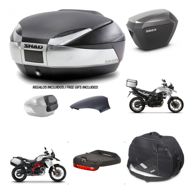 SHAD SH23 alu suitcases + mounting bracket SH48 trunk backrest cover accessories KIT-460004