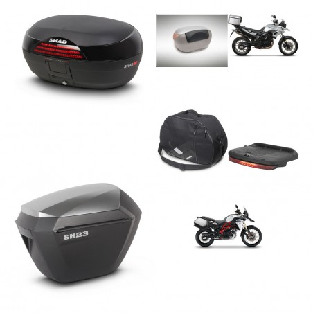 SHAD Maletas sh23 alu + soporte montaje baul SH46 accesorios 45 L KIT-460046