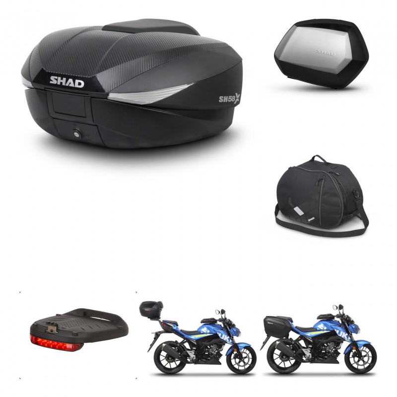 SHAD Maletas SH35 PREMIUM + soporte montaje baul SH58 accesorios KIT-460088