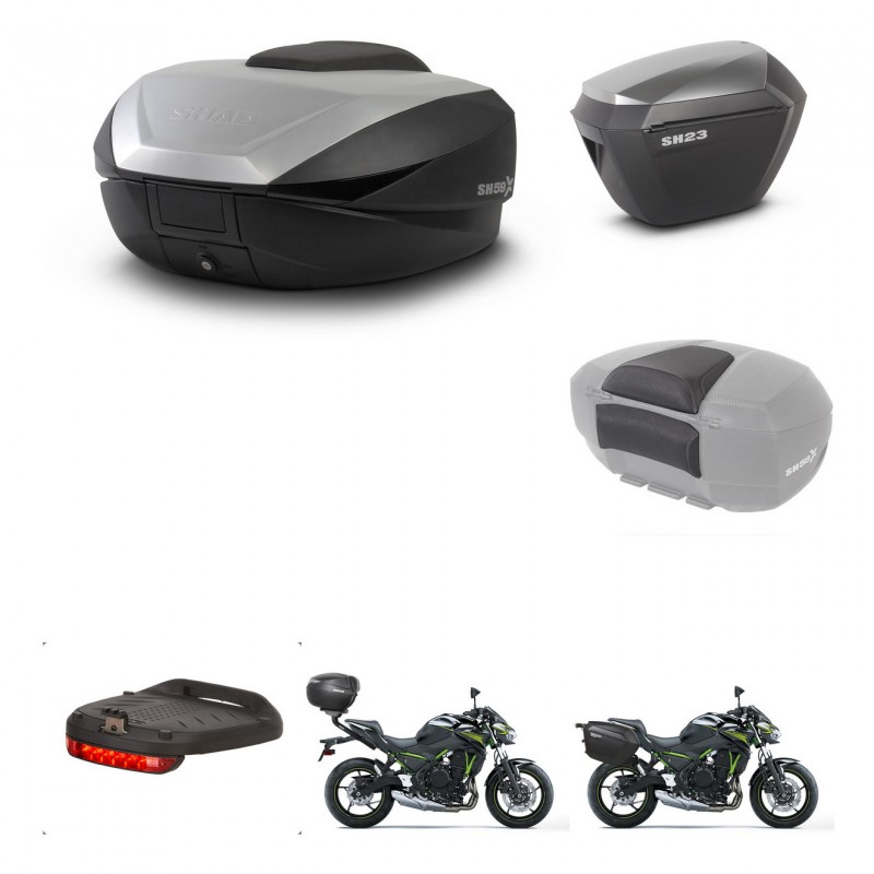 SHAD SH23 alu suitcases + mounting bracket SH59 trunk accessories 59L KIT-460102