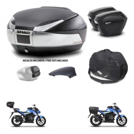 SHAD Suitcases sh23 + mounting bracket trunk SH48 backrest cover accessories KIT-460171
