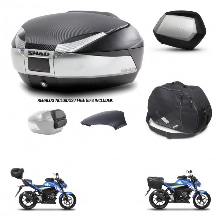 SHAD Maletas SH35 PREMIUM + soporte montaje baul SH48 tapa respaldo accesorios KIT-460172