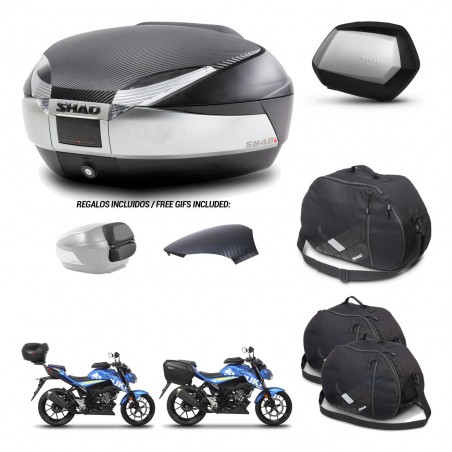 SHAD Maletas SH35 PREMIUM + soporte montaje baul SH48 tapa respaldo accesorios KIT-460173