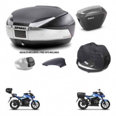 SHAD Maletas sh23 alu + soporte montaje baul SH48 tapa respaldo accesorios KIT-460174