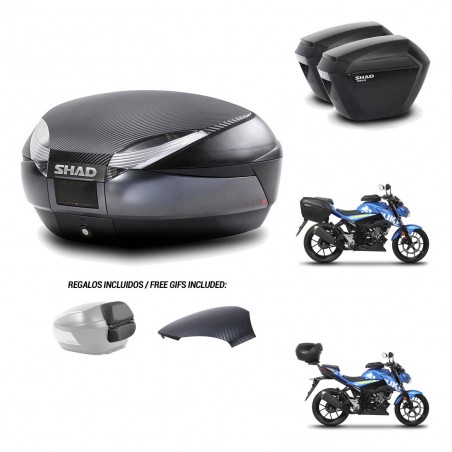 SHAD Suitcases sh23 + mounting bracket trunk SH48 backrest cover 49 L KIT-460213