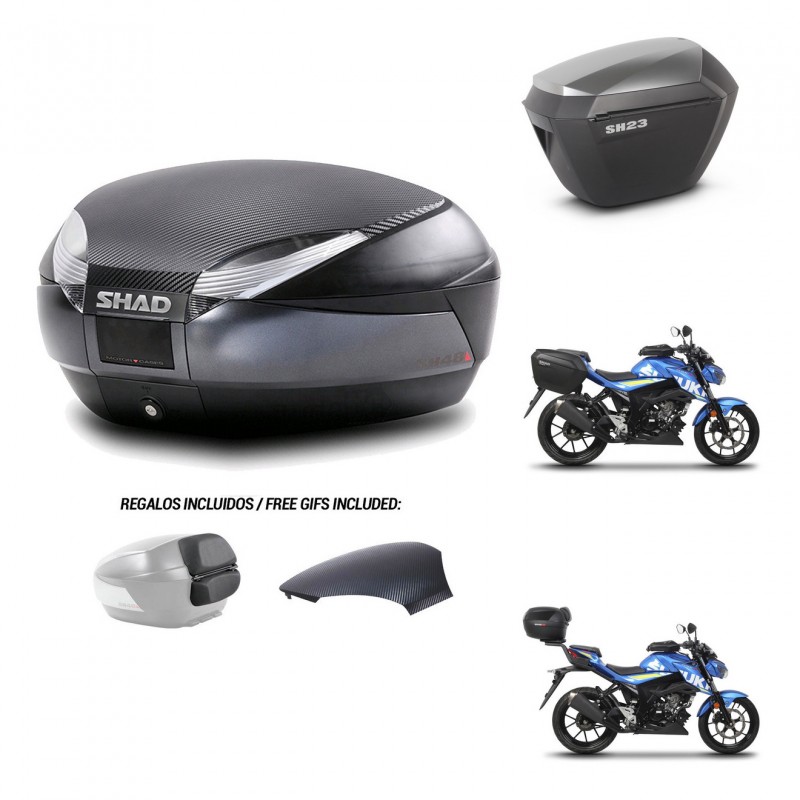 SHAD SH23 alu suitcases + mounting bracket SH48 trunk backrest cover 49 L KIT-460216