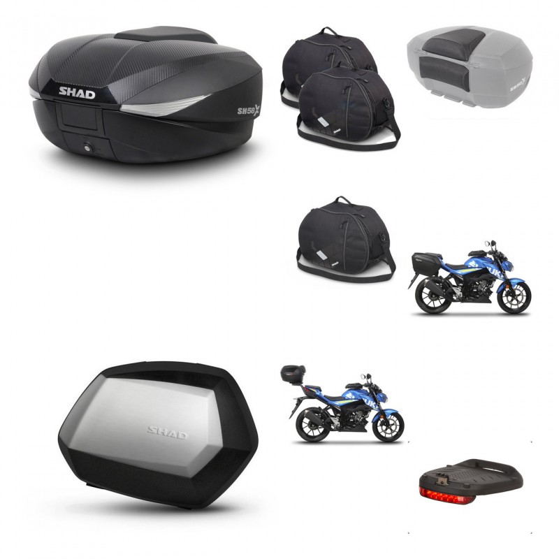 SHAD Maletas SH35 PREMIUM + soporte montaje baul SH58 accesorios KIT-460221