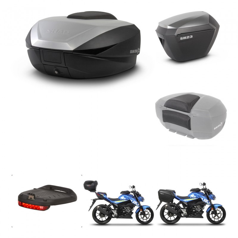 SHAD SH23 alu suitcases + mounting bracket SH59 trunk accessories 59L KIT-460244