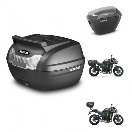 SHAD SH23 alu suitcases + mounting bracket SH40 top rack trunk KIT-460263