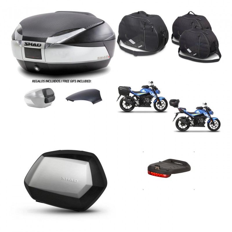 SHAD Maletas SH35 PREMIUM + soporte montaje baul SH48 tapa respaldo accesorios KIT-460295