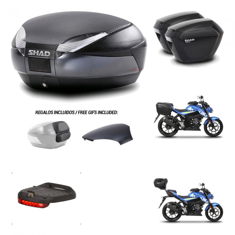 SHAD Maletas sh23 + soporte montaje baul SH48 tapa respaldo accesorios 49 L KIT-460299