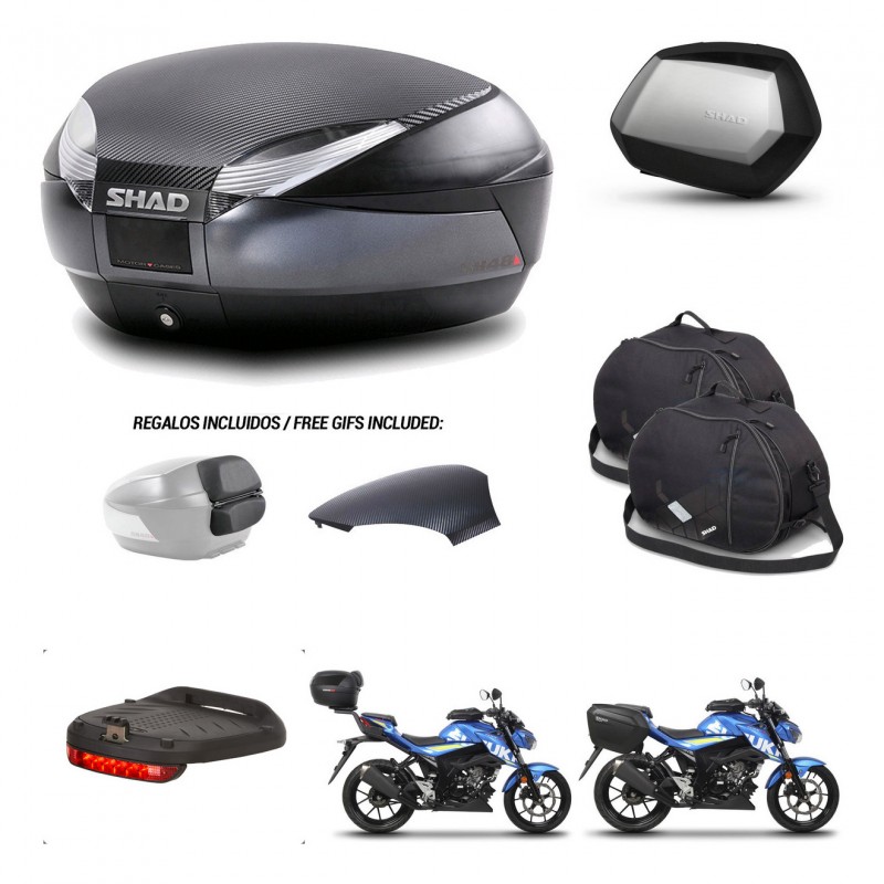 SHAD SH35 PREMIUM suitcases + mounting bracket SH48 trunk backrest cover accessories 49 L KIT-460301