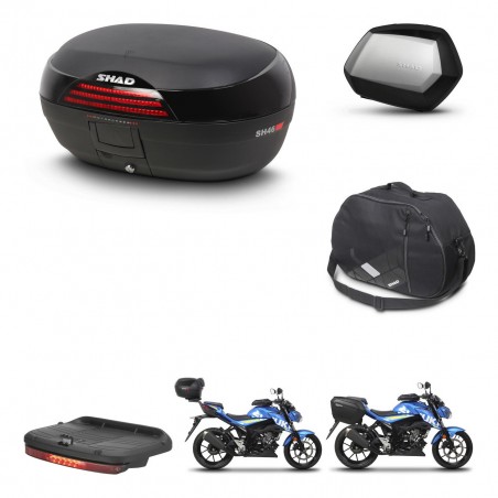 SHAD Maletas SH35 PREMIUM + soporte montaje baul SH46 accesorios 45 L KIT-460341
