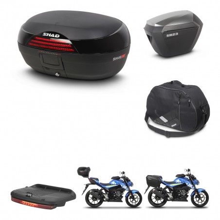 SHAD Maletas sh23 alu + soporte montaje baul SH46 accesorios 45 L KIT-460343