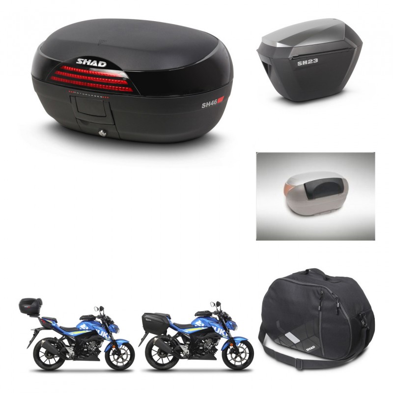 SHAD Maletas sh23 alu + soporte montaje baul SH46 accesorios 45 L KIT-460399