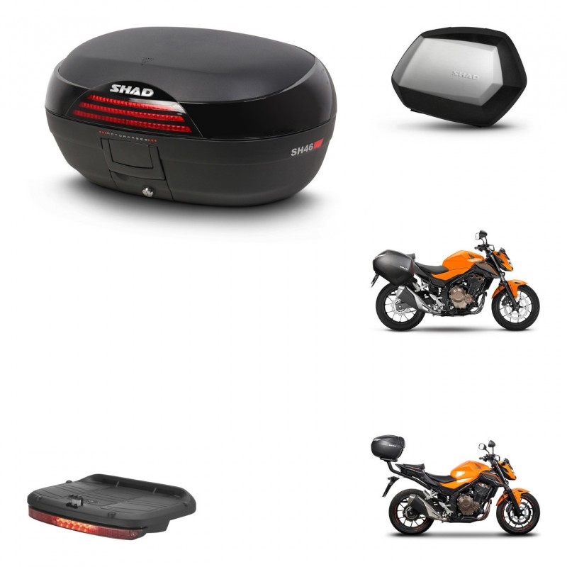 SHAD Maletas SH35 PREMIUM + soporte montaje baul SH46 accesorios 45 L KIT-460447