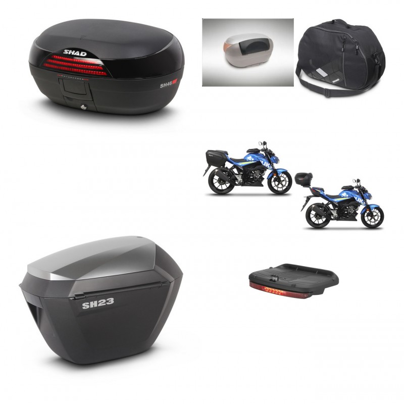 SHAD Maletas sh23 alu + soporte montaje baul SH46 accesorios 45 L KIT-460469