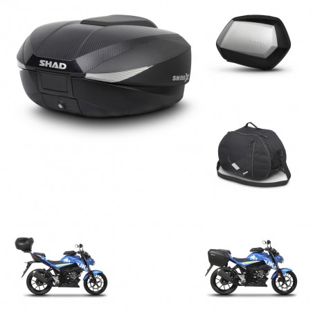 SHAD Maletas SH35 PREMIUM + soporte montaje baul SH58 accesorios KIT-460496