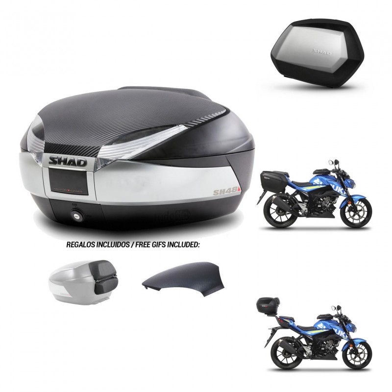 SHAD Maletas SH35 PREMIUM + soporte montaje baul SH48 tapa respaldo KIT-460521