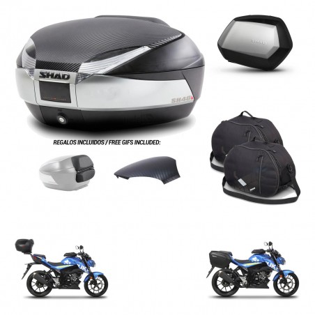 SHAD Maletas SH35 PREMIUM + soporte montaje baul SH48 tapa respaldo accesorios KIT-460522