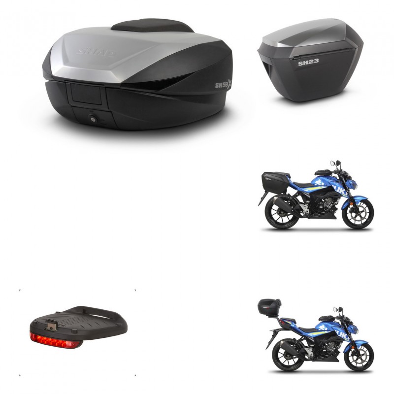 SHAD SH23 alu suitcases + mounting bracket SH59 trunk accessories 59L KIT-460550