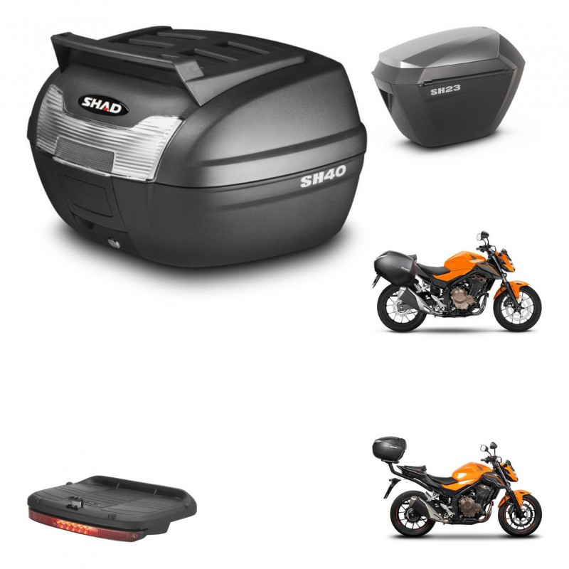 SHAD Maletas sh23 alu + soporte montaje baul SH40 parrilla superior accesorios KIT-460590