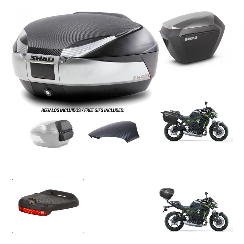SHAD SH23 alu suitcases + mounting bracket SH48 trunk backrest cover accessories KIT-460596