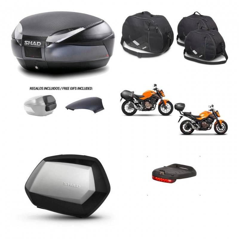 SHAD SH35 PREMIUM suitcases + mounting bracket SH48 trunk backrest cover accessories 49 L KIT-460650
