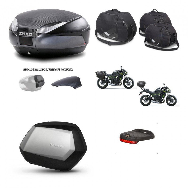 SHAD Maletas SH35 PREMIUM + soporte montaje baul SH48 tapa respaldo accesorios 49 L KIT-460704