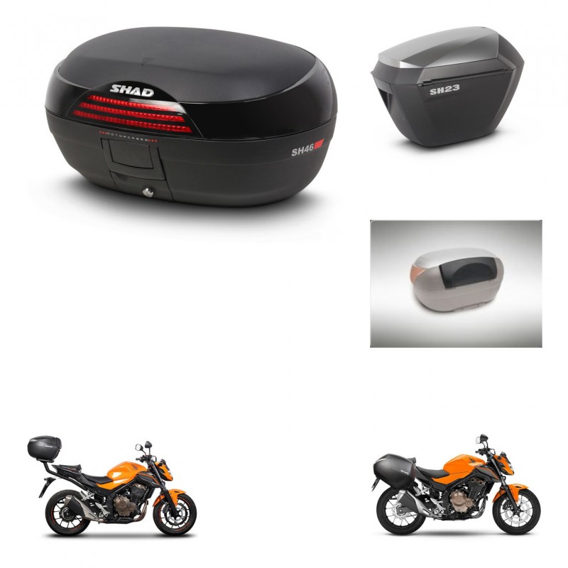 SHAD Maletas sh23 alu + soporte montaje baul SH46 accesorios 45 L KIT-460723