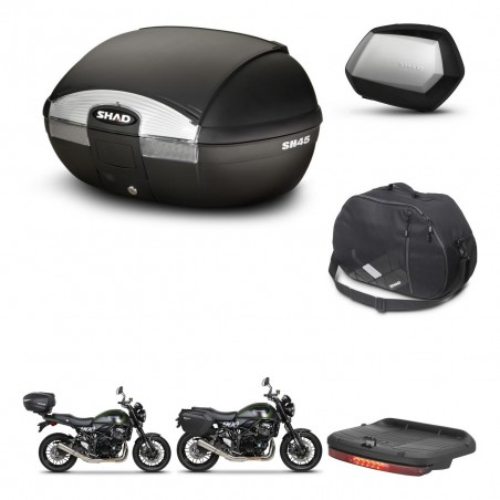 SHAD Maletas SH35 PREMIUM + soporte montaje baul SH45 accesorios KIT-461107