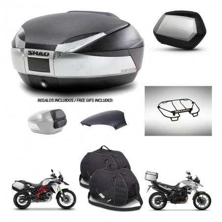 SHAD Maletas SH35 PREMIUM + soporte montaje baul SH48 tapa respaldo accesorios KIT-461682
