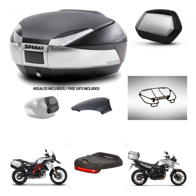 SHAD Maletas SH35 PREMIUM + soporte montaje baul SH48 tapa respaldo accesorios KIT-461687